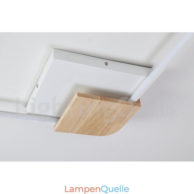 Dimmbare weiße quadratische Holz-Deckenleuchte, ultradünne Deckenlampe, kann auch als Wandleuchte verwendet werden