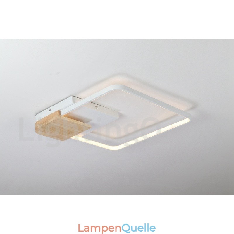 Dimmbare weiße quadratische Holz-Deckenleuchte, ultradünne Deckenlampe, kann auch als Wandleuchte verwendet werden