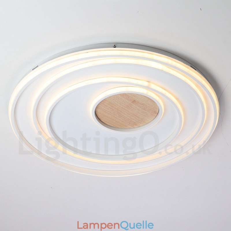 Dimmbare weiße Ringe Holz Deckenleuchte Ultradünne Deckenlampe Kann Auch Als Wandleuchte Verwendet Werden