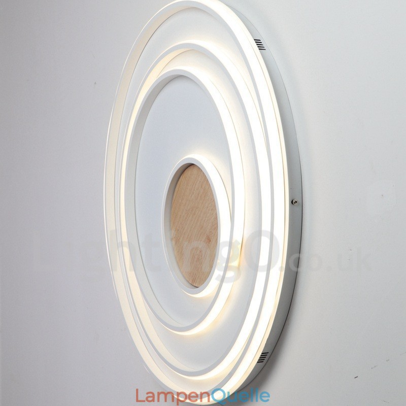 Dimmbare weiße Ringe Holz Deckenleuchte Ultradünne Deckenlampe Kann Auch Als Wandleuchte Verwendet Werden