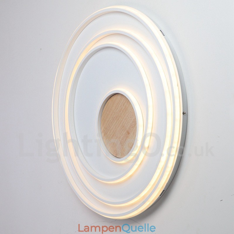 Dimmbare weiße Ringe Holz Deckenleuchte Ultradünne Deckenlampe Kann Auch Als Wandleuchte Verwendet Werden