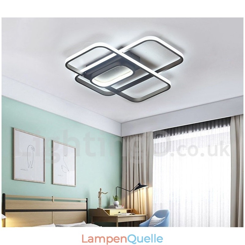 Moderne Deckenleuchte mit zeitgenössischer Aluminium-Malerei, Unterputzleuchte mit Ferndimmer, kann auch als Wandleuchte verwendet werden