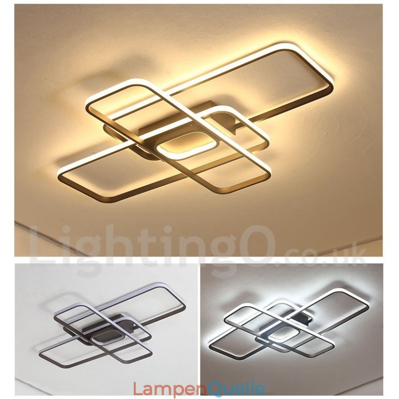 Moderne Deckenleuchte mit zeitgenössischer Aluminium-Malerei, Unterputzleuchte mit Ferndimmer, kann auch als Wandleuchte verwendet werden