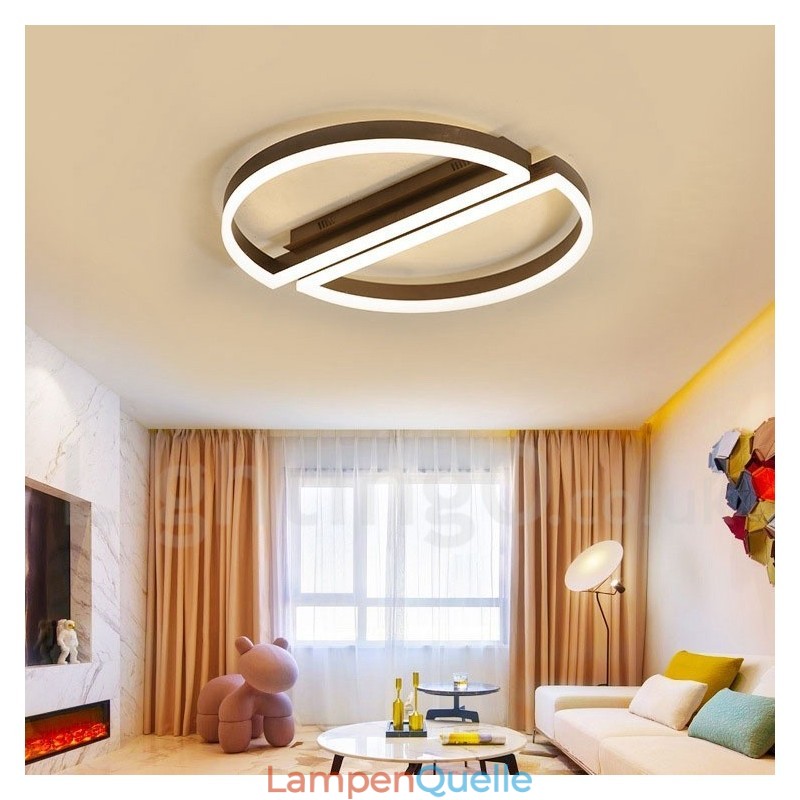 Runde, moderne Deckenleuchte aus Aluminium, Unterputzleuchte mit Ferndimmer, kann auch als Wandleuchte verwendet werden