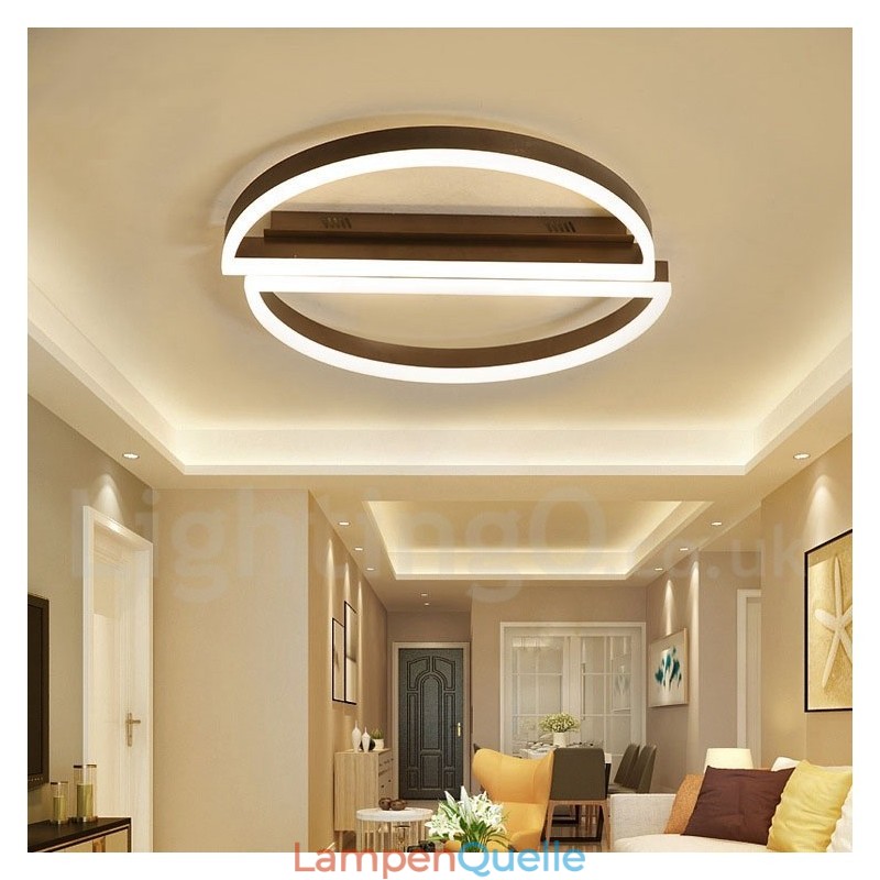 Runde, moderne Deckenleuchte aus Aluminium, Unterputzleuchte mit Ferndimmer, kann auch als Wandleuchte verwendet werden