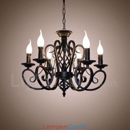 6 Licht Rustikalen Retro Vintage Schwarz Weiß Anhänger Kerze Kronleuchter 6 Licht Rustikalen Retro Vintage Schwarz Weiß Anhänger Kerze Kronleuchter