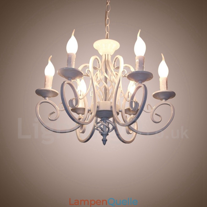 6 Licht Rustikalen Retro Vintage Schwarz Weiß Anhänger Kerze Kronleuchter