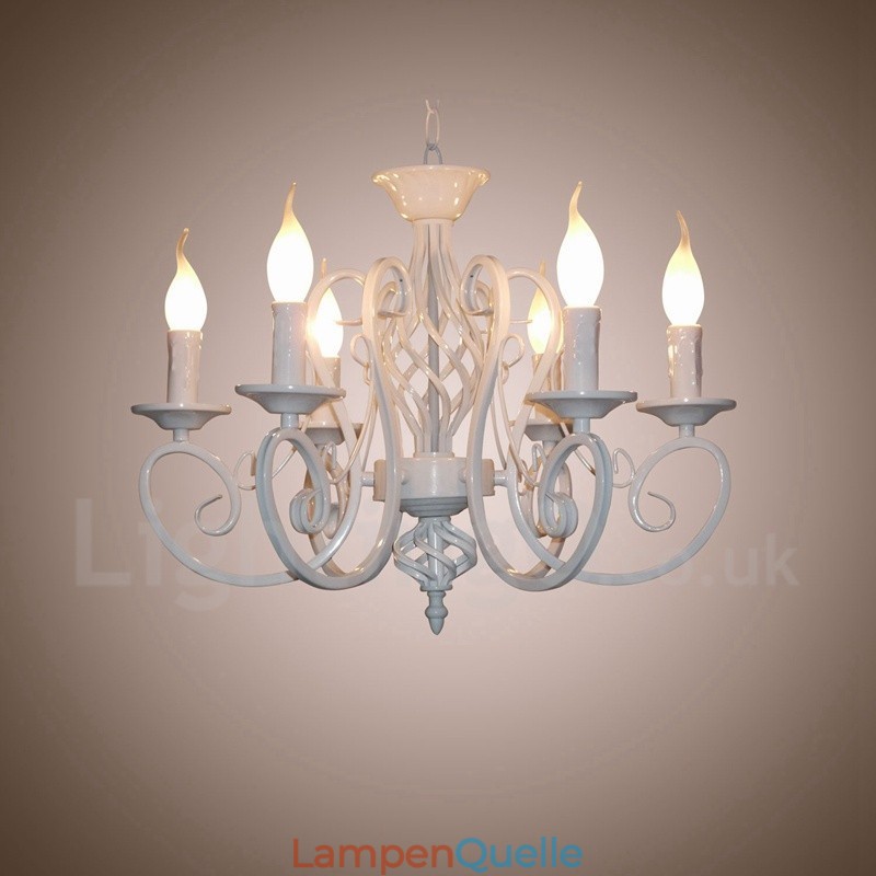 6 Licht Rustikalen Retro Vintage Schwarz Weiß Anhänger Kerze Kronleuchter
