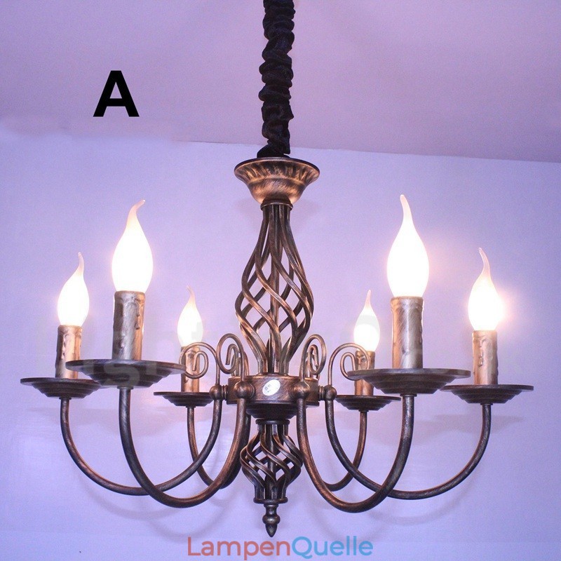 6 Licht Rustikalen Retro Vintage Schwarz Weiß Anhänger Kerze Kronleuchter