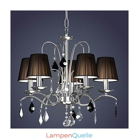 Stoff Lampenschirm Kristall Kronleuchter 5 Lichter Stoff Lampenschirm Kristall Kronleuchter 5 Lichter
