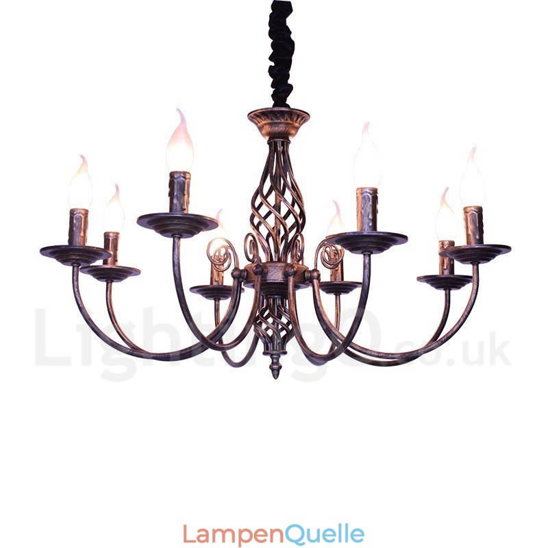 6 Licht Rustikalen Retro Vintage Schwarz Weiß Anhänger Kerze Kronleuchter
