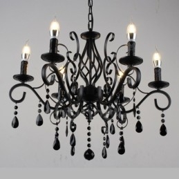 6 Licht Kristall rustikalen Retro Vintage schwarz weiß blau Anhänger Kerze Kronleuchter
