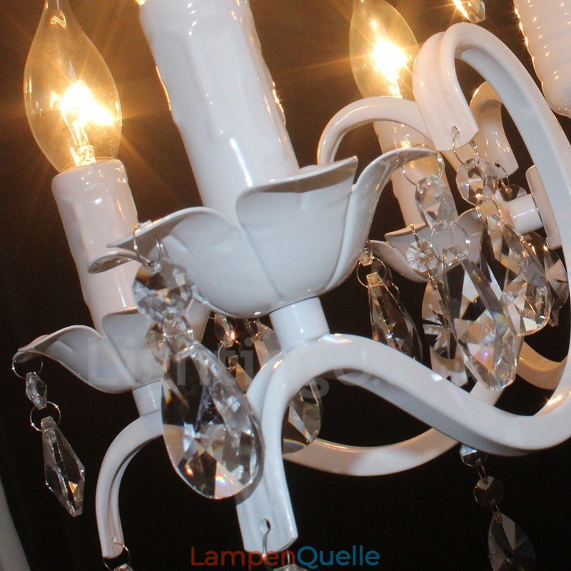 6 Licht Kristall Rustikal Retro Vintage Weiß Anhänger Kerze Kronleuchter