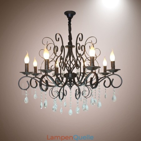 8 Licht Kristall Rustikal Retro Vintage Schwarz Anhänger Kerze Kronleuchter 8 Licht Kristall Rustikal Retro Vintage Schwarz Anhänger Kerze Kronleuchter
