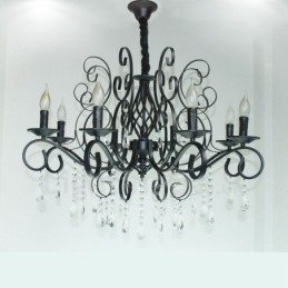 8 Licht Kristall Rustikal Retro Vintage Schwarz Anhänger Kerze Kronleuchter