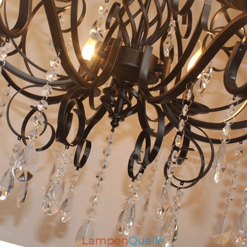8 Licht Kristall Rustikal Retro Vintage Schwarz Anhänger Kerze Kronleuchter