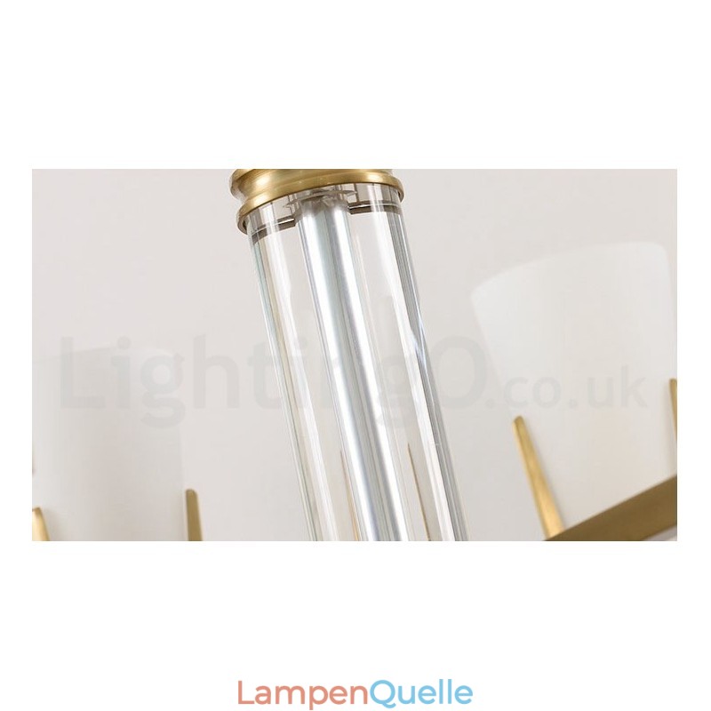 Retro Vintage Messing Kristalle Anhänger Kerze Kronleuchter mit Glasschirmen