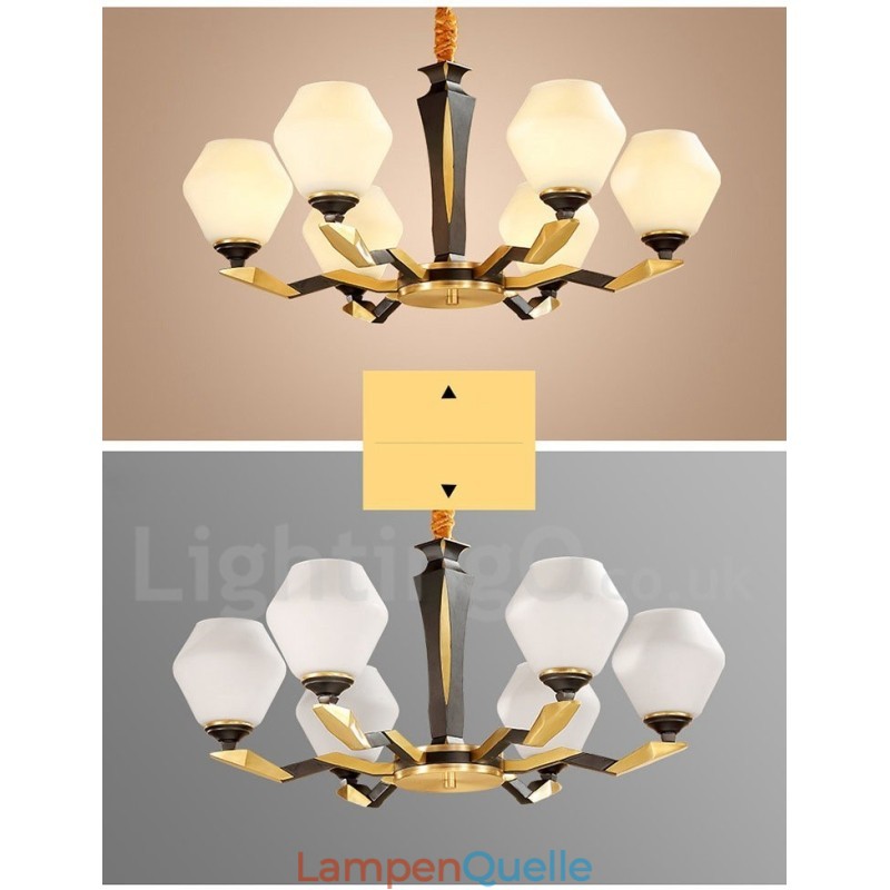 Luxuriöser rustikaler Retro-Vintage-Kerzenleuchter aus reinem Messing mit Glasschirmen