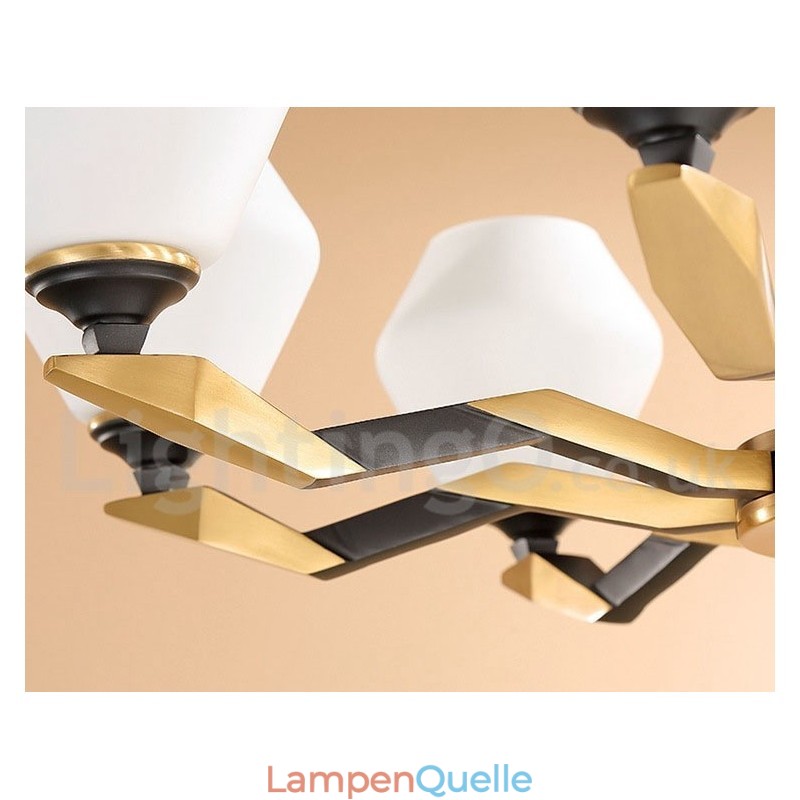 Luxuriöser rustikaler Retro-Vintage-Kerzenleuchter aus reinem Messing mit Glasschirmen