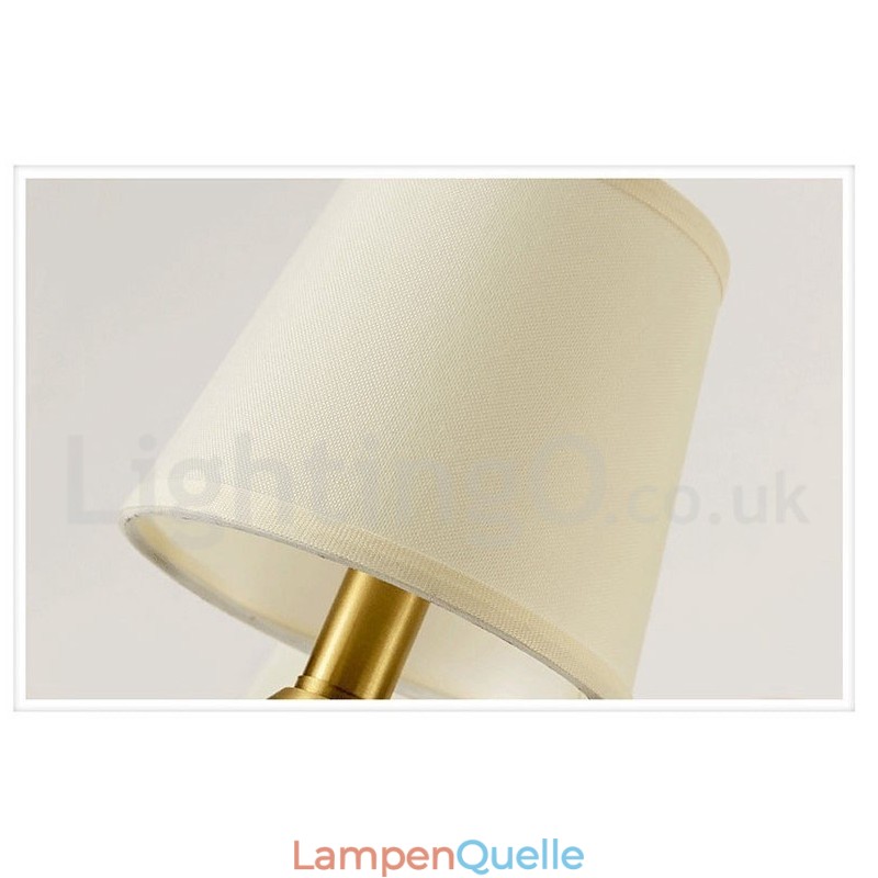 Luxuriöser rustikaler Retro-Vintage-Keramik-Pendelleuchter aus reinem Messing mit Stoffschirmen