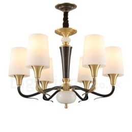 Luxuriöser rustikaler Retro-Kerzenleuchter aus reinem Messing im Vintage-Stil mit Steinanhänger und Glasschirmen