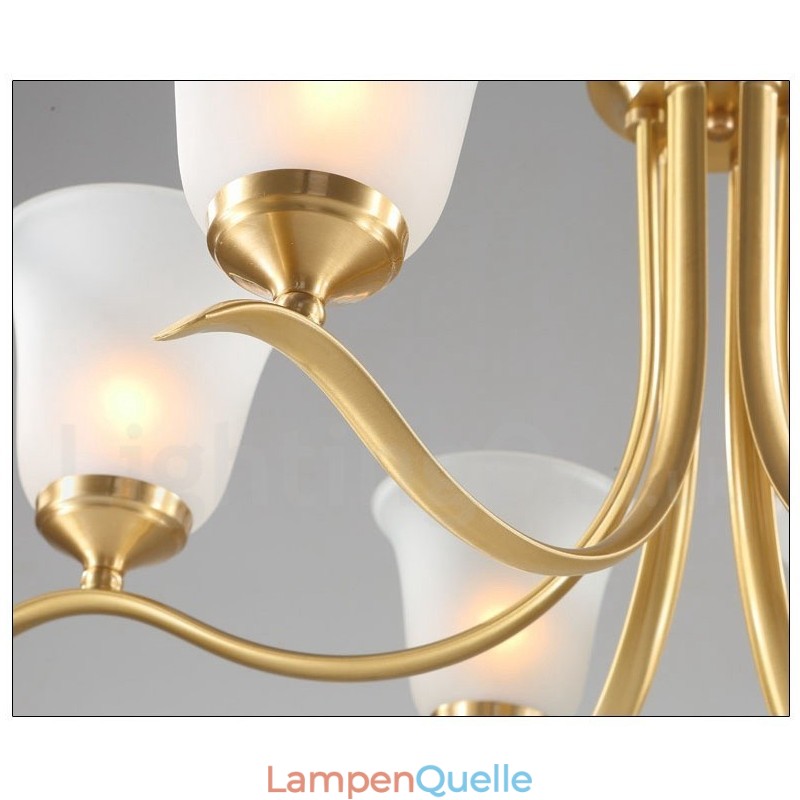 Luxuriöser rustikaler Retro-Vintage-Kerzenleuchter aus reinem Messing mit Glasschirmen