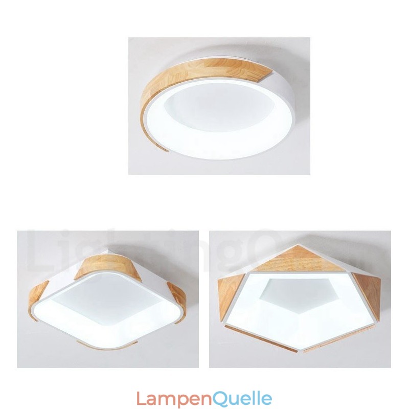 Dimmbare mehrfarbige quadratische Deckenleuchte aus Holz mit Acrylschirm, Deckenlampe im nordischen Stil