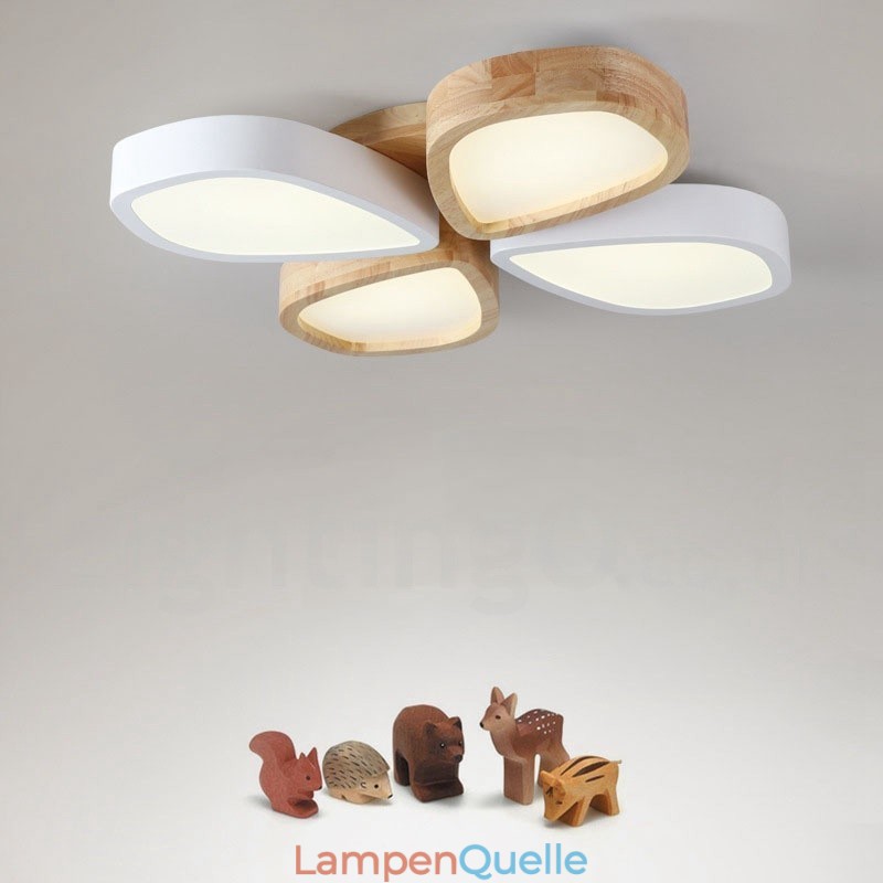 Dimmbare ultradünne Deckenleuchte aus Blütenholz mit Acrylschirm, Deckenlampe im nordischen Stil