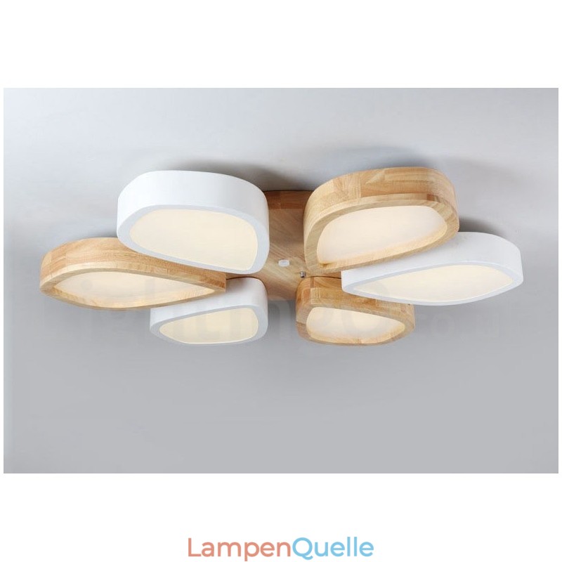 Dimmbare ultradünne Deckenleuchte aus Blütenholz mit Acrylschirm, Deckenlampe im nordischen Stil
