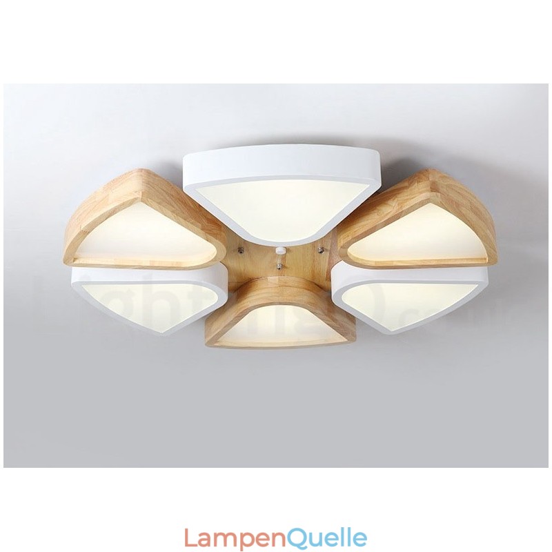 Dimmbare ultradünne Deckenleuchte aus Blütenholz mit Acrylschirm, Deckenlampe im nordischen Stil