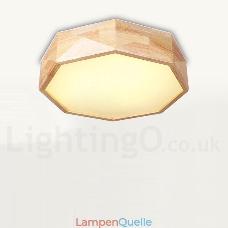 Dimmbare Deckenleuchte aus Holz mit Acrylschirm Deckenlampe im nordischen Stil