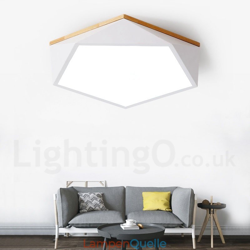 Dimmbare Macaron Multi Farben Holz Deckenleuchte mit Acrylschirm Deckenlampe Nordischer Stil