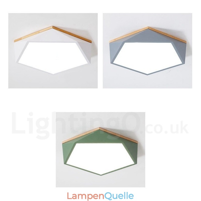 Dimmbare Macaron Multi Farben Holz Deckenleuchte mit Acrylschirm Deckenlampe Nordischer Stil