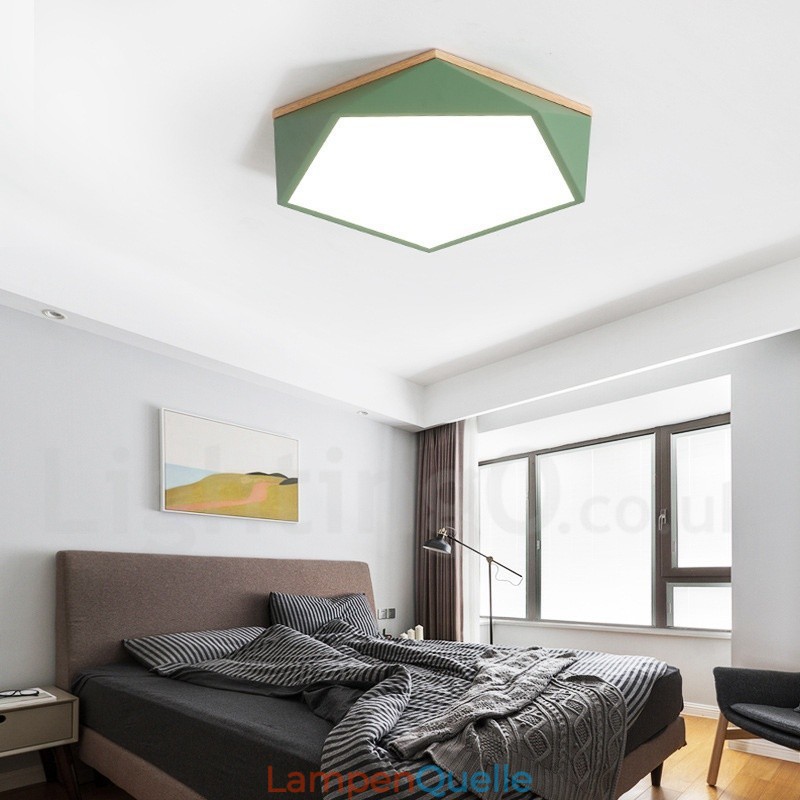 Dimmbare Macaron Multi Farben Holz Deckenleuchte mit Acrylschirm Deckenlampe Nordischer Stil
