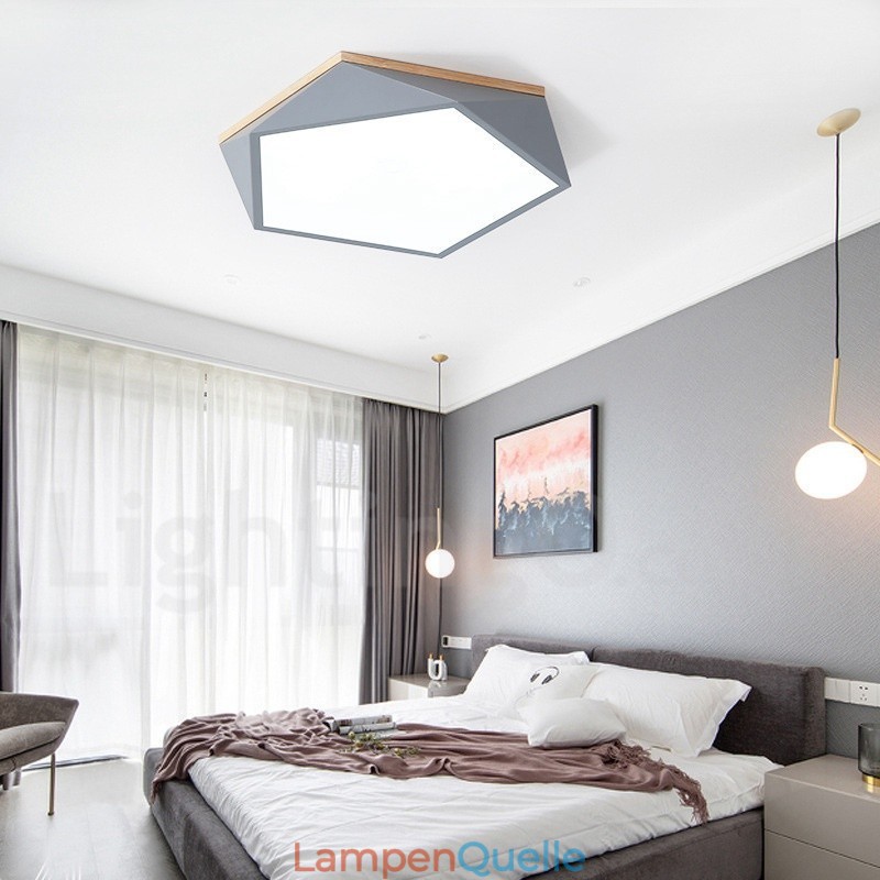 Dimmbare Macaron Multi Farben Holz Deckenleuchte mit Acrylschirm Deckenlampe Nordischer Stil