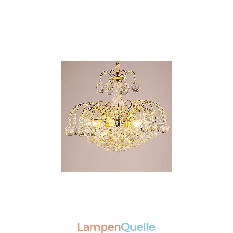 Luxus-Kronleuchter im europäischen Stil mit 3 Lichtern und Kristallkugeln