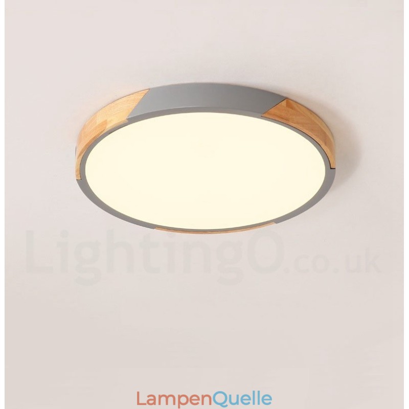 Dimmbare Macaron Multi Colours Holz Ultradünne Deckenleuchte mit Acrylschirm Deckenlampe Nordischer Stil