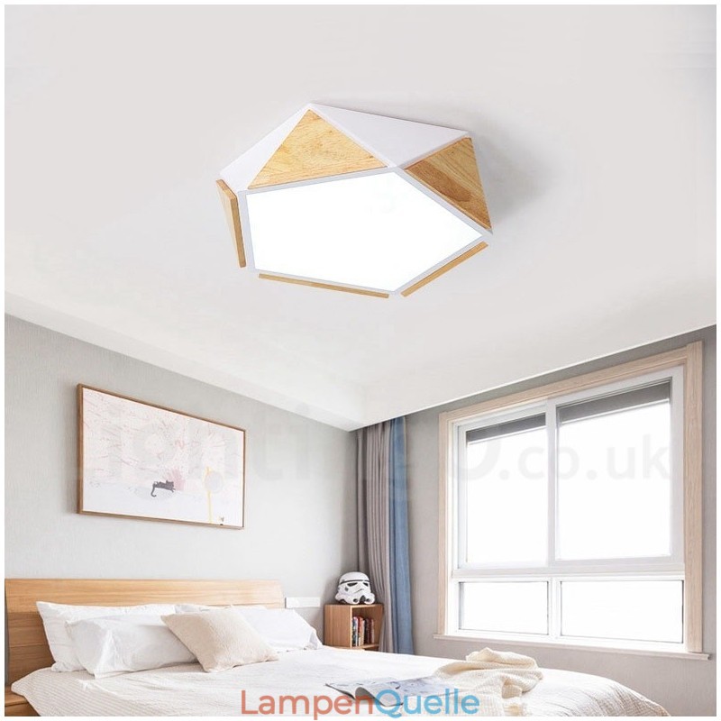 Dimmbare Macaron Multi Farben Holz Deckenleuchte mit Acrylschirm Deckenlampe Nordischer Stil