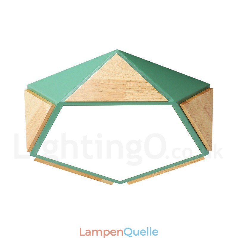 Dimmbare Macaron Multi Farben Holz Deckenleuchte mit Acrylschirm Deckenlampe Nordischer Stil