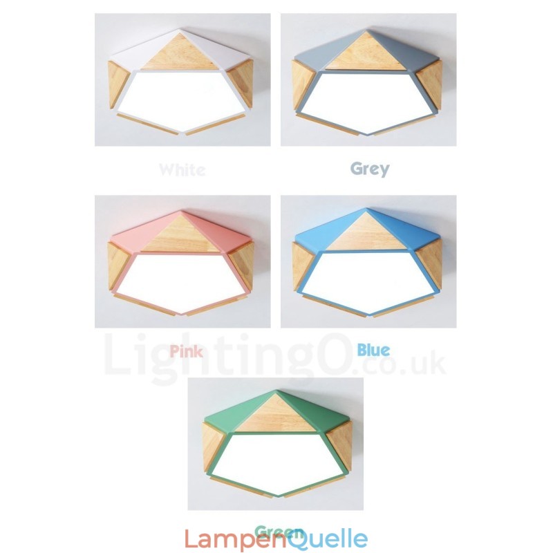 Dimmbare Macaron Multi Farben Holz Deckenleuchte mit Acrylschirm Deckenlampe Nordischer Stil
