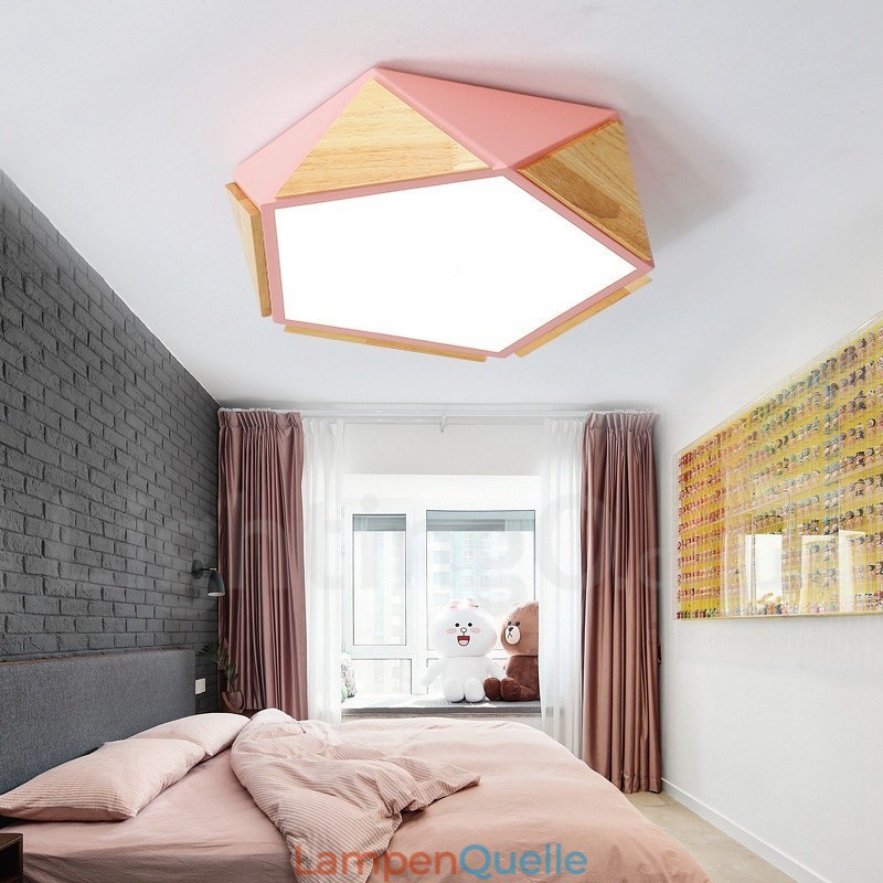 Dimmbare Macaron Multi Farben Holz Deckenleuchte mit Acrylschirm Deckenlampe Nordischer Stil