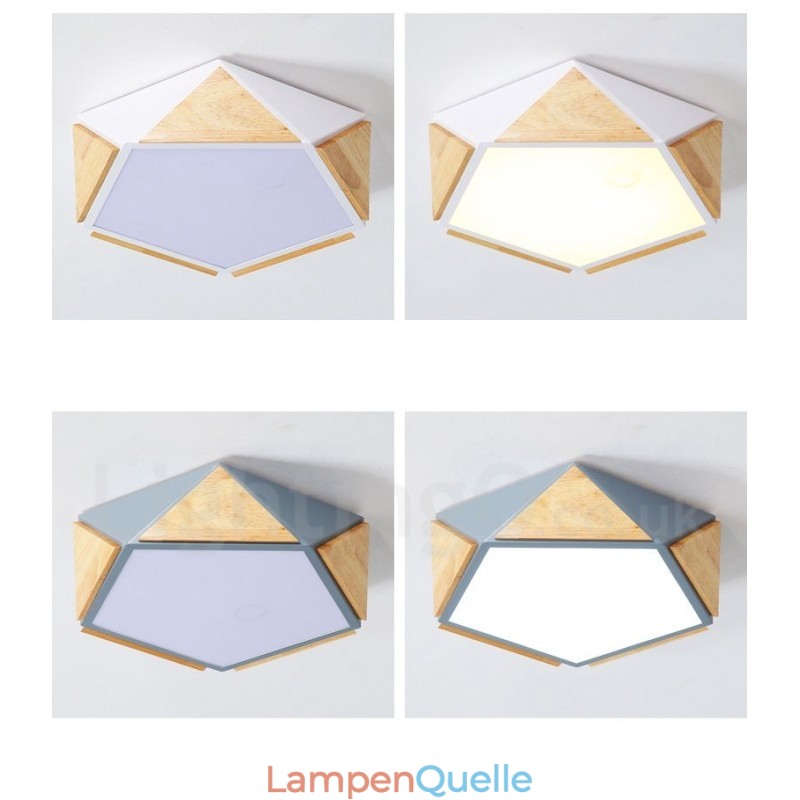 Dimmbare Macaron Multi Farben Holz Deckenleuchte mit Acrylschirm Deckenlampe Nordischer Stil