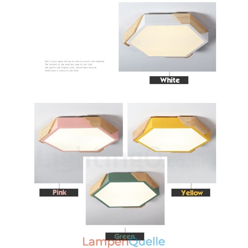 Dimmbare Macaron Ultradünne Mehrfarbige Holz-Deckenleuchte mit Acrylschirm Deckenlampe im nordischen Stil