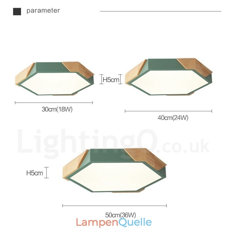 Dimmbare Macaron Ultradünne Mehrfarbige Holz-Deckenleuchte mit Acrylschirm Deckenlampe im nordischen Stil
