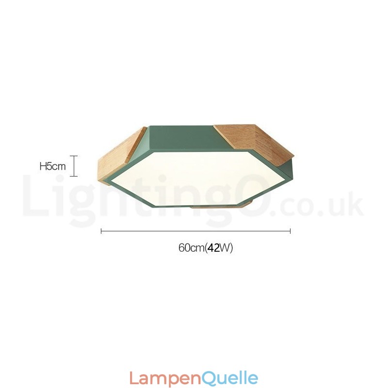 Dimmbare Macaron Ultradünne Mehrfarbige Holz-Deckenleuchte mit Acrylschirm Deckenlampe im nordischen Stil