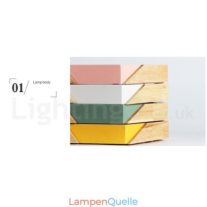 Dimmbare Macaron Ultradünne Mehrfarbige Holz-Deckenleuchte mit Acrylschirm Deckenlampe im nordischen Stil