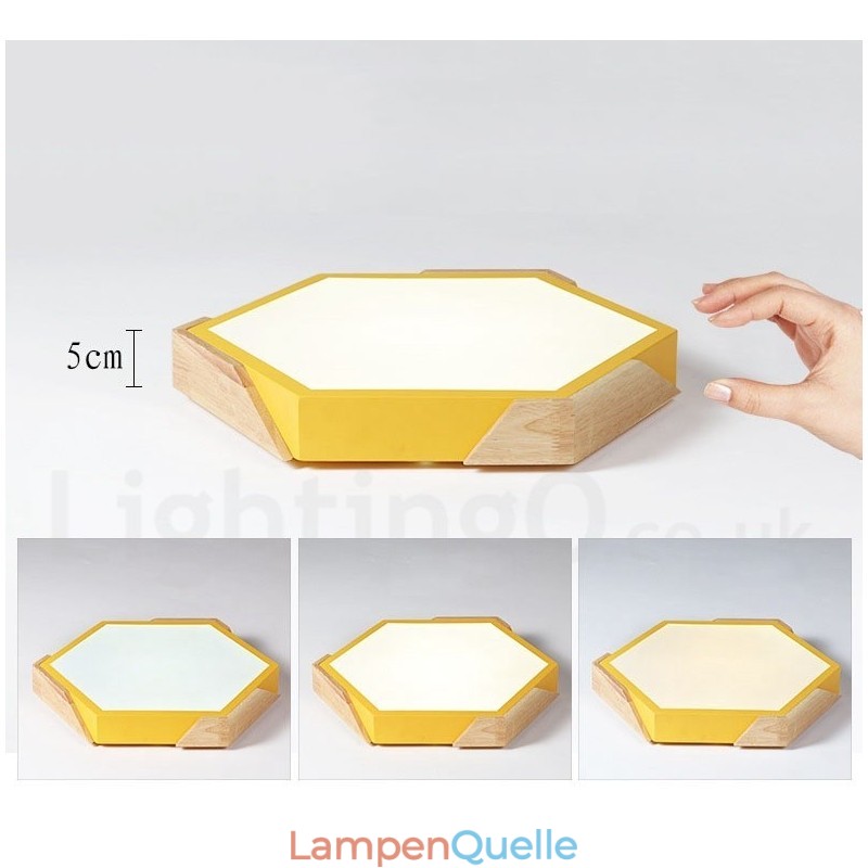 Dimmbare Macaron Ultradünne Mehrfarbige Holz-Deckenleuchte mit Acrylschirm Deckenlampe im nordischen Stil