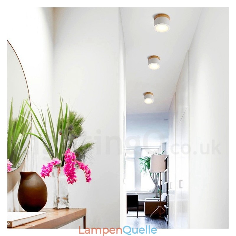 Holz Modernes Design Mini Deckenleuchte mit Acrylschirm Spezial für Auch als Wandleuchte verwendbar