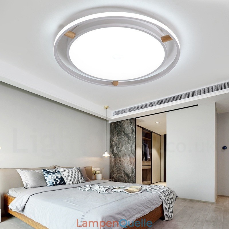 Dimmbare Macaron Ultradünne Mehrfarbige Runde Deckenleuchte aus Holz mit Acrylschirm Deckenlampe im nordischen Stil