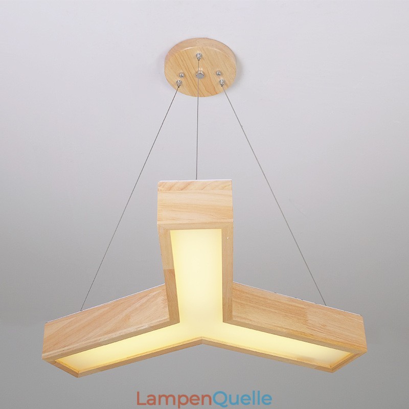 Moderne dreieckige Pendelleuchte aus Holz